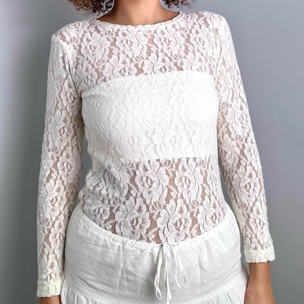 Vintage White Sheer Floral Top